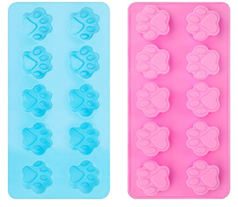 2 Pack Paw Silicone Molds, 10 Cavity Chocolate Paw Mould Dog Silicone Mould Reusable Puppy Cat Paw Ice Cube Moulds DIY Baking Tools for Pudding Cupcakes Jelly Candy Soap