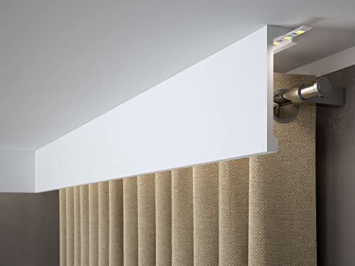 Mardom Decor QL036T Ceiling Moulding Trim Corner Strip Curtain Profile LED Suitable 1 Profile Strip 200 x 14.8 x 4.6 cm