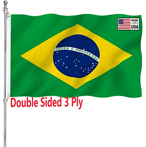 ARSOF Drapeau du Brésil – Drapeau brésilien double face 3 plis 200D en polyester 200D et toile durable