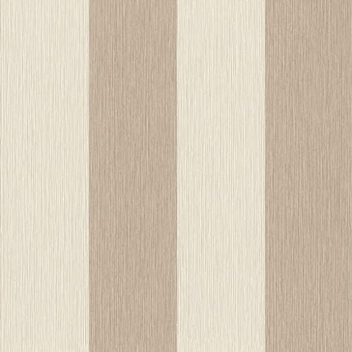 Rasch Carta da parati 844016 – Carta da parati in tessuto non tessuto con strisce in beige e bianco crema della collezione Perfecto VI – 10,05 m x 0,53 m (lunghezza x larghezza)