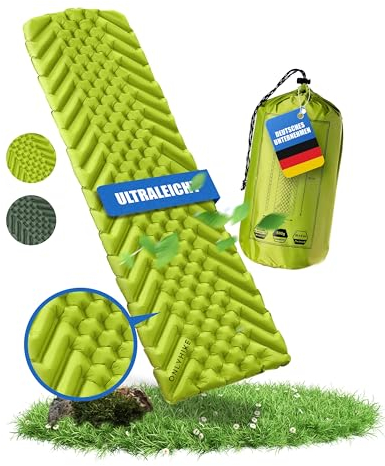 ONLYHIKE® Isomatte Ultraleicht Outdoor Camping Matratze I 500g Isomatte Ultraleicht und extrem kompakt Schlafmatte I Erholsamer Schlaf beim Camping u. Outdoor - Grün