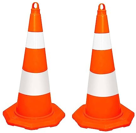 Set of 2 Unbreakable Traffic Cone 70CM (27.5 Inch) | Durable PVC Orange Traffic Safety Cone with Reflective Collar | High Intensity Reflective Traffic Cone For Road Safety