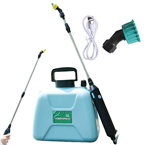 Ziurmut Pulverizador A Batería, Pulverizador Hombro, Pulverizador Césped Jardín Pulverizador Líquido Jardín Portátil 5L 2 Boquillas Pulverización, para Césped, Plantas