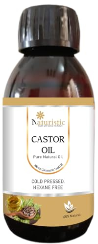 Naturistic 100ml Cold Pressed Castor-Oil for Hair Growth, Skin, Eyelashes & Eyebrows - Pure Caster Oil for Beard, Scalp, and Face - Castor Oil for Hair and Skin Care.