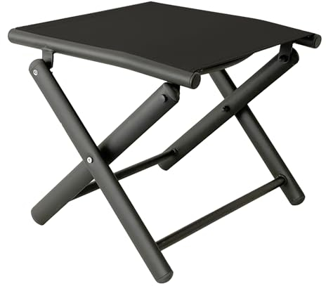 Mojawo® Garten - Fußhocker - zusammenklappbar - Klapphocker - witterungsbeständiges Metall - wetterfeste Gartenmöbel - Anthrazit/Schwarz