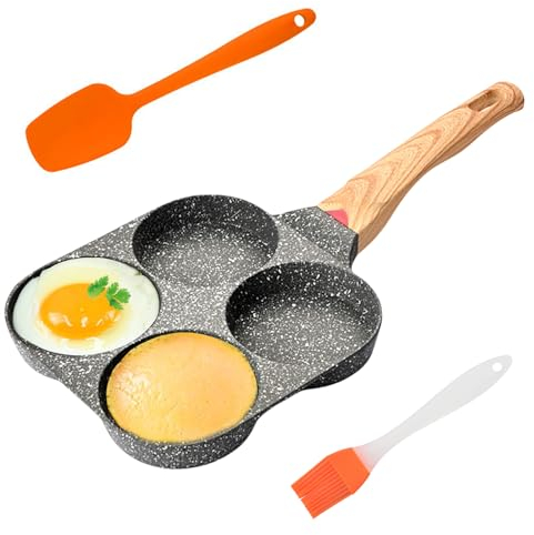 WEGREAT 4 Fori Padella Pancake: Frittata Antiaderente Padella per Pancake in Alluminio, Pancake Piastra per Frittata di Hamburger con Uova Fritte, per Fornelli a Induzione e a Gas