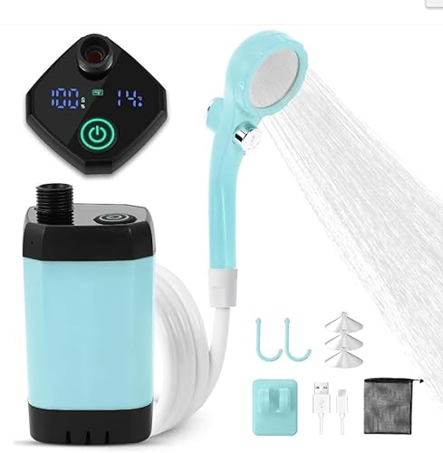 WADEO Portable Camping Shower, [6000mAh] [Vibrant Colours] Rechargeable Battery Shower Pump, Outdoor Shower Kit for Beach, Pet, Travel, Car