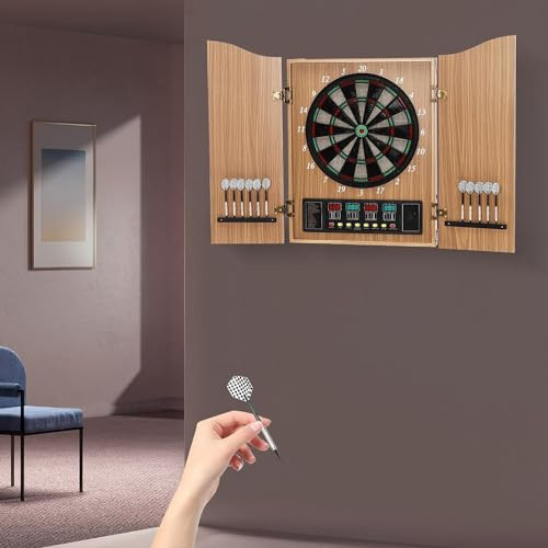 LZDOYY Jeu de fléchettes électroniques, marqueur intégré avec écrans LCD, 27 Jeux et Jeu Multi-Joueurs avec 12 Pointes Souples, pour Bureau à Domicile, Bar, Professionnel en Plein air,A