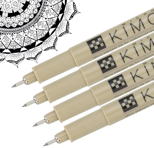 PATIKIL Micro Pen Fineliner-pennor, 4 st 0,15 mm fin spets ritpennor vattentäta för arkivkonstnär kalligrafi illustration journalföring skiss, svart