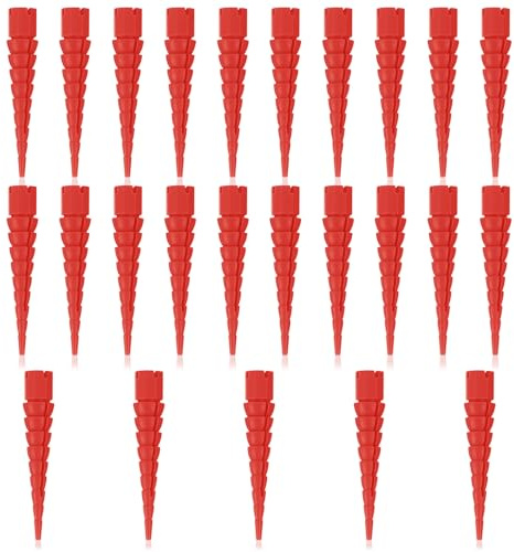 SUMNACON 25 Pcs Adjustable Wood Anchors Wall Anchors, Plastic Fixing Stripped Screw Hole Repair Kit Door Window Hinge Screw Hole Anchor, Screw Anchor Suitable with Screws Sizes #2 to #16 (Red)