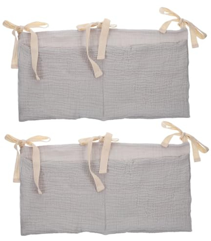 VICASKY 2pcs Cotton Baby Crib Hanging Organizer with Dual Compartments