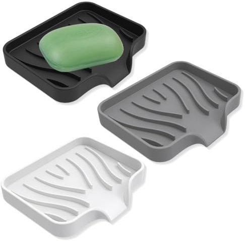 ZEPIQOR 3 Pièce porte savon, boite savon voyage, Porte Savon Salle de Bain, Porte Savon Silicone, Porte-Savons avec Évacuation, Support Savon Antidérapant, Porte-Savons pour Douche, Cuisine