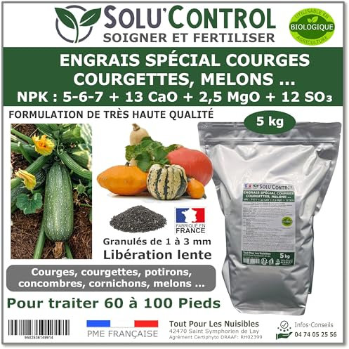 5 kg d'Engrais Spécial Courges, Courgettes et autres cucurbitacées - SoluControl - Formulation haute qualité Organo-Minerale - Utilisable en Agriculture Biologique