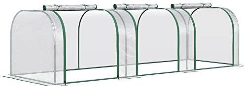 10' x 3' x 2.5' Mini Greenhouse, Portable Tunnel Green House with Roll Up Zippered Doors, UV Waterproof Cover, Steel e, Clear