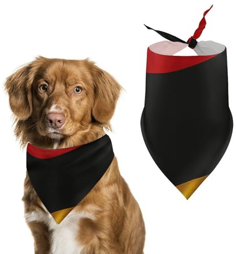 Hundehalstuch mit Deutschland-Flagge, waschbar und verstellbar, dreieckig, atmungsaktiv, für kleine, mittelgroße und große Haustiere, niedliches modisches Haustierzubehör