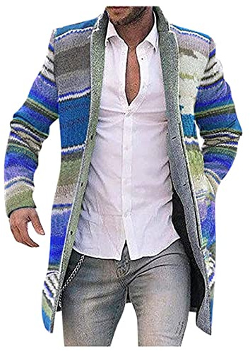 Generisch, cappotto in lana a maniche lunghe da uomo, cappotto lungo invernale, cardigan caldo, giacca a vento lunga e sottile, giacche colorate con bottoni, giacca casual con colletto rovesciato