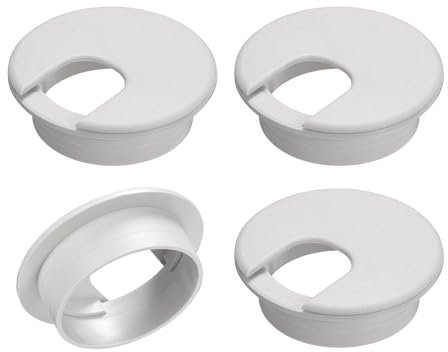 TA-VIGOR 4Pcs Desk Cable Hole Cover, 2Inch/50mm ABS Wire Grommet, U-Shaped Cord Organizer for Office and Computer Desks, Black