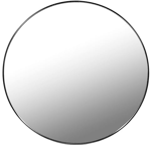 MAT-HAUS Furniture and home decor Runder Wandspiegel 70 cm Schwarz – Metallrahmen, klares Spiegelglas, schlanker Rahmen, Loft Spiegel, für Wohnzimmer, Flur, Schlafzimmer & Bad