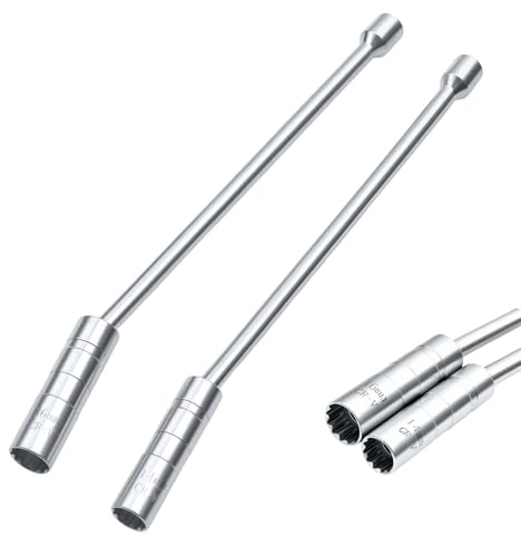 LNSYSNS Lot de 2 Clés à Bougie Magnétiques 14mm‑16mm Entraînement 3/8 | Jeu de 2 Douilles de Bougie en Acier Chrome‑Vanadium, Paroi Mince 12 pans, Rotule 360°, pour Voitures, Motos et Bricolage