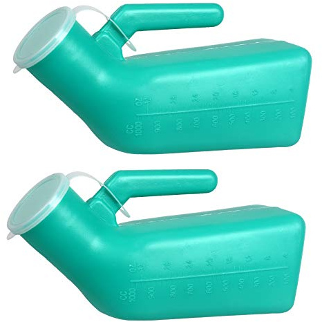 botella orinal, Urinario masculino (2 unidades), botella de orina gruesa y portátil con tapa for viajes, hospitales, emergencias acampadas(Green)