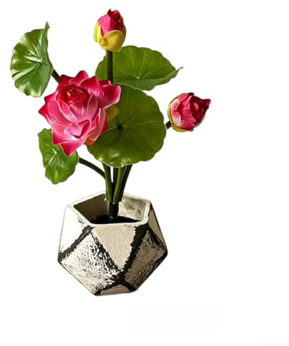 Bröllopsdekor falsk lotusblomma 24,5 cm vit rosa (rosenröd) | Verklighetstrogna kronblad, naturliga färger, autentisk trädgårdslook, ingen vattning behövs, UV-beständigt material