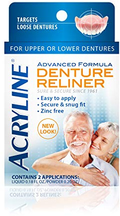 Acryline Advanced Formula Denture Reliner - Refit and Tighten Dentures/for Both Upper & Lower Dentures/Easy Application