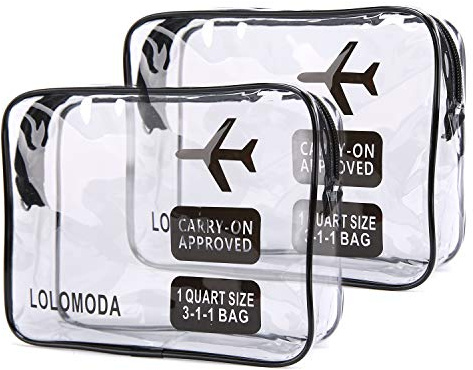 Kulturbeutel Transparenter, 2 Durchsichtige Flugzeug Beutel, Kosmetiktasche für Koffer, Kulturtasche zum Transport von Flüssigkeiten, Transparente Toilettentasche Damen & Herren