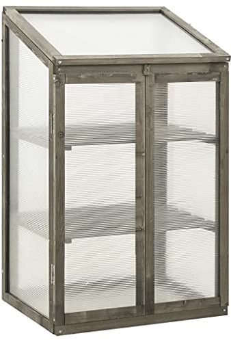 vidaXL Tannenholz Gewächshaus Anzuchthaus Frühbeet Schrank Balkon Garten Frühbeetschrank Aufzuchtschrank Pflanzenhaus Treibhaus 60x45x100cm