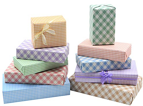 Carta da regalo classica a quadretti, carta kraft bianca con motivo a quadri, 10 fogli di carta tartan 50 x 70 cm per foglio, per famiglie, amici, bambini, compleanno, matrimonio, baby shower