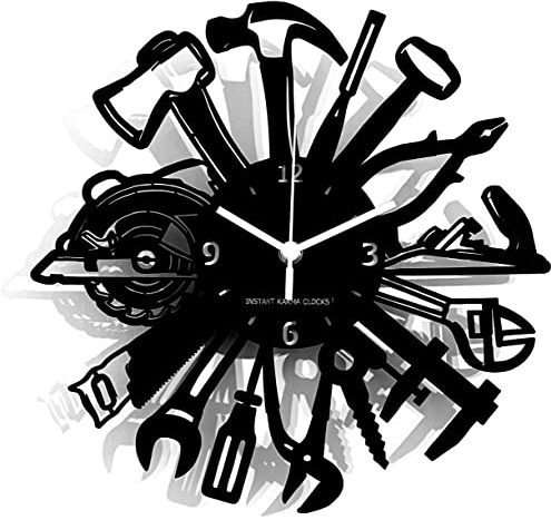 Instant Karma Clocks | Orologio da Parete Attrezzi da Lavoro | Design per Falegnami Meccanici Artigiani | Decorazione Officina Laboratorio Idraulico Muratore