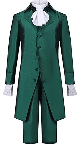 Weixu Colonial Military Uniform Cosplay Costume Men Tailcoat Green Outfits for Halloween Party XL