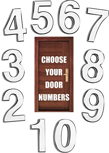 3'' Silver Door Numbers Stick On - CHOOSE YOUR NUMBERS – For Front Doors, Mail Boxes, Hotel Rooms - 3D ABS Plastic Self Adhesive Backing Sticker