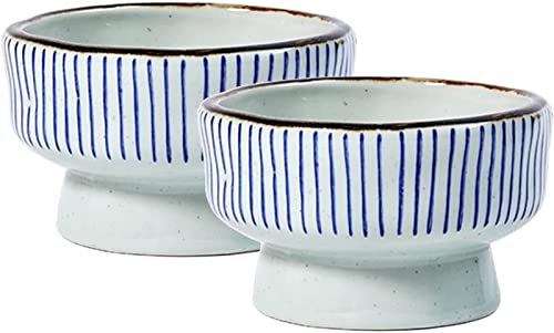 200ml Vintage Ceramic Ice Cream Bowl Set of 2 Wedding Party Restaurant Pudding Dessert Decoration Cups Round Easy to Clean Kitchen Tableware Salad Bowl (Color : B, Size : 10.5 * 6.5CM)