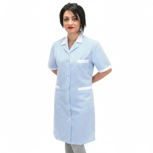 Chemis de Travail Femmes Entreprises de Nettoyage Travailleur Ménage Serveuse AI Plans (L, Rayures Bleues ), Rayures bleues, L