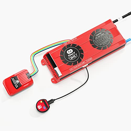 DALY Smart BMS LiFePo4 8S 24 V 100 A Ventilateur de refroidissement Port CAN avec batterie parallèle 1 A Module de limitation de courant et paramètres Bluetooth programmables pour batterie externe au