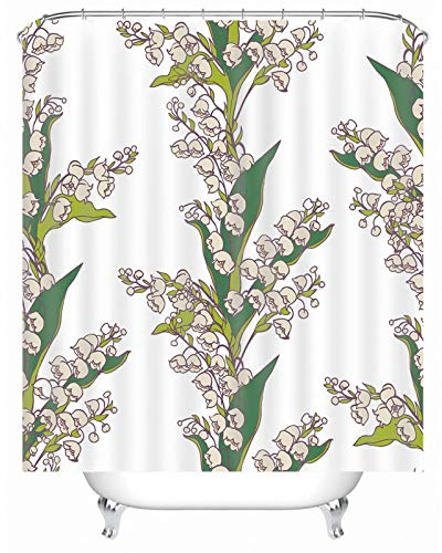 EHOMERY Duschvorhang Viereckig Duschrollo Nach Maß Blumen-Blatt-Rebe Polyester Weiß Rostfreie Ösen Und 12 Hakenringe, 90X180Cm