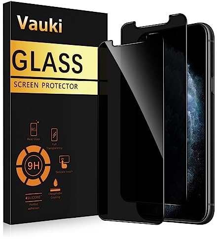 Vauki Sichtschutz Schutzfolie für iPhone 11 Pro/XS/X Schutzglas 2 Stück,9H Härte Privacy Displayschutzfolie,Privatsphäre Anti-Spy Bläschenfrei Kratzfest Blickschutzfolie für iPhone XS/X/11 Pro,5.8