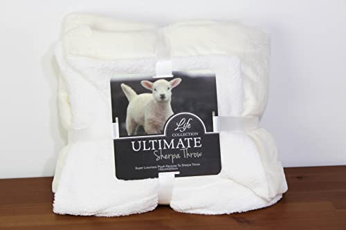 KAMACA XL Sherpa-Kuscheldecke Flauschige Decke kuscheliges Lammfellimitat 350g/qm kuschelig warm Sofadecke Wohndecke Couchdecke Sofaüberwurf (Creme - 150x200 cm)