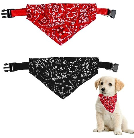 SULIUDAJI 2 Pezzi Sciarpe Animali Domestici con Triangolo, Regolabile Sciarpa Bandana per Cane e Gatto, Collar