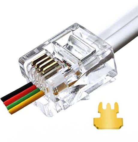 XANHAM RJ11 6P4C Pass Through Connectors(100 Pieces Pack) Telephone Line Cable Wire Male Plug, AV00503