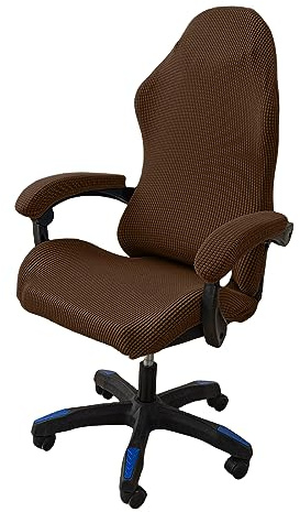 OQHAIR Ergonómico Cubre sillas Gaming Jacquard elástico Cubre sillas Gaming Antideslizante a Prueba de Polvo con 2 Fundas para reposabrazos con Cremallera -café Oscuro