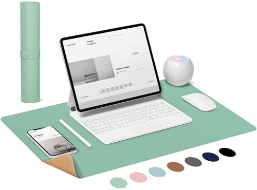 LeKuni Kork Schreibtischunterlage XXL Mauspad Doppelseitige Schreibtischunterlage für Büro und Zuhause, Rutschfeste Unterlage Schreiben Gaming Mousepad Kinder Schulsachen(Grün 80X40CM)