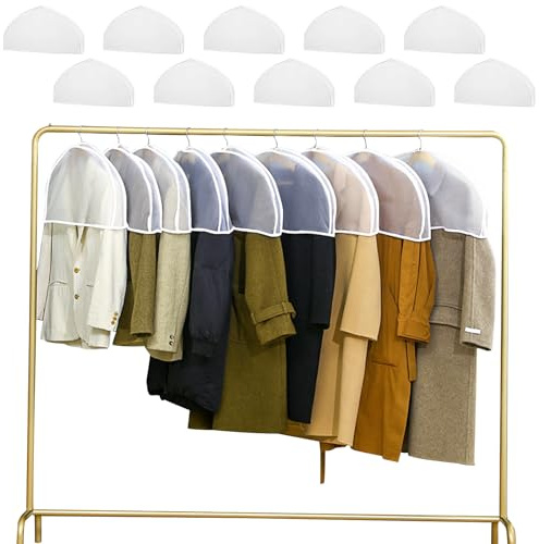 Pizsieat 10 Stück Kleiderschutzhülle Kleiderhüllen 60x30cm Weiße Schultercover Schulterabdeckung Schulter für Anzug, Mäntel, Jacken, Kleiderschrankaufbewahrung