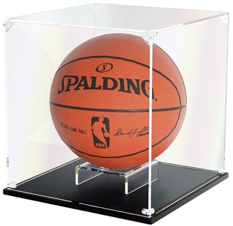 KOLIPI Basketball Display Case, Clear Acrylic Display Box for Full Size Basketball, Stand for Autographed Ball Showcasing, Watch The Video to Assemble (10.6x10.6x11.8 inch, 27x27x30 cm)