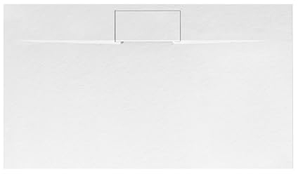 VBChome Duschwanne 120 x 80 x 2,5 cm Weiß Steinstruktur Duschtasse Extra Flach Rechteckig Ablaufgarnitur Abdeckplatte SMC Verbundwerkstoff Universelle Installation Siphon Rechteckig 80x120 cm Lang