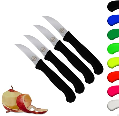 4er Set Schälmesser scharf Küchenmesser schwarz Gemüsemesser Solingen rostfrei 6 cm/Handabzug - Dünnschliff - superscharf - spülmaschinengeeignet