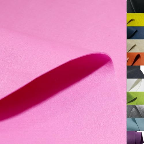 TOLKO 1m Bastelfilz Stabiler Filzstoff Meterware | 3,5 mm dick | Filzmatte Untersetzer Dekofilz Taschenfilz zum Nähen und Basteln | 100 cm breit | Nadelfilz Filz Meterware (Rosa)
