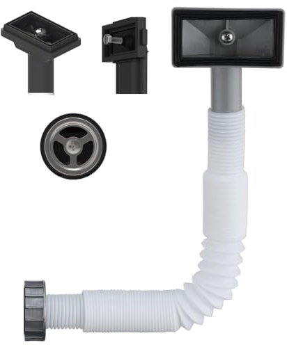 Schläfer 439400 | Universal Overflow Kit with Vertical and Horizontal, Rectangular and Round Connection, Siphon for Overflow Drain Kitchen Sink, Bathroom Sink, Flexible Hose 150/280 mm.