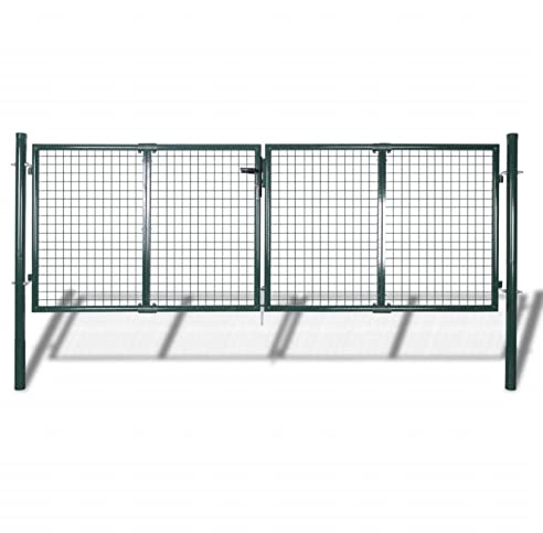 ShGaxin Staketdörr, yttre metalldörrar, trädgårdsdörr, trädgårdsstaket, trädgårdsdörr, grönt stål 306 x 175 cm