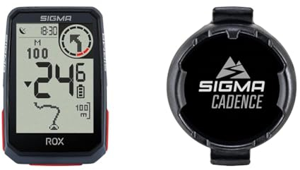 SIGMA SPORT ROX 4.0 Black | Fahrradcomputer kabellos GPS & Navigation inkl. Halterung & Elektro Sigma Elektro Unisex – Erwachsene Duo Magnetless Trittfrequenzsender, Mehrfarbig, Einheitsgröße